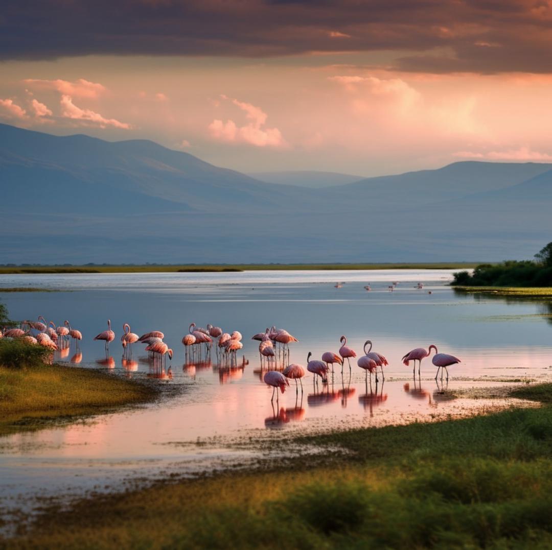 Flamingo im Manyara-Nationalpark